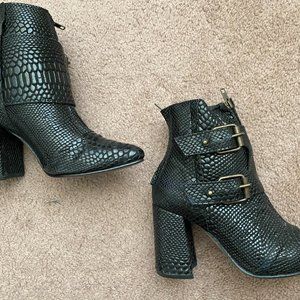 Freebird by Steve Joey  Black Snake Ankle Boot